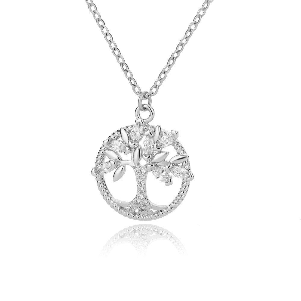 Tree Of Life Necklace Rhinestone Chain Pendant Jewelry Birthday Party Valentine's Day Gifts
