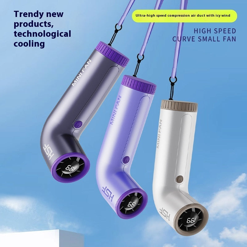 High-speed Portable Fan Little Turbine Digital Display Charging Long Endurance Portable Fan Rechargeable Strong Wind 199 Gear Speed Electric Adjustable Turbo Handheld Fan